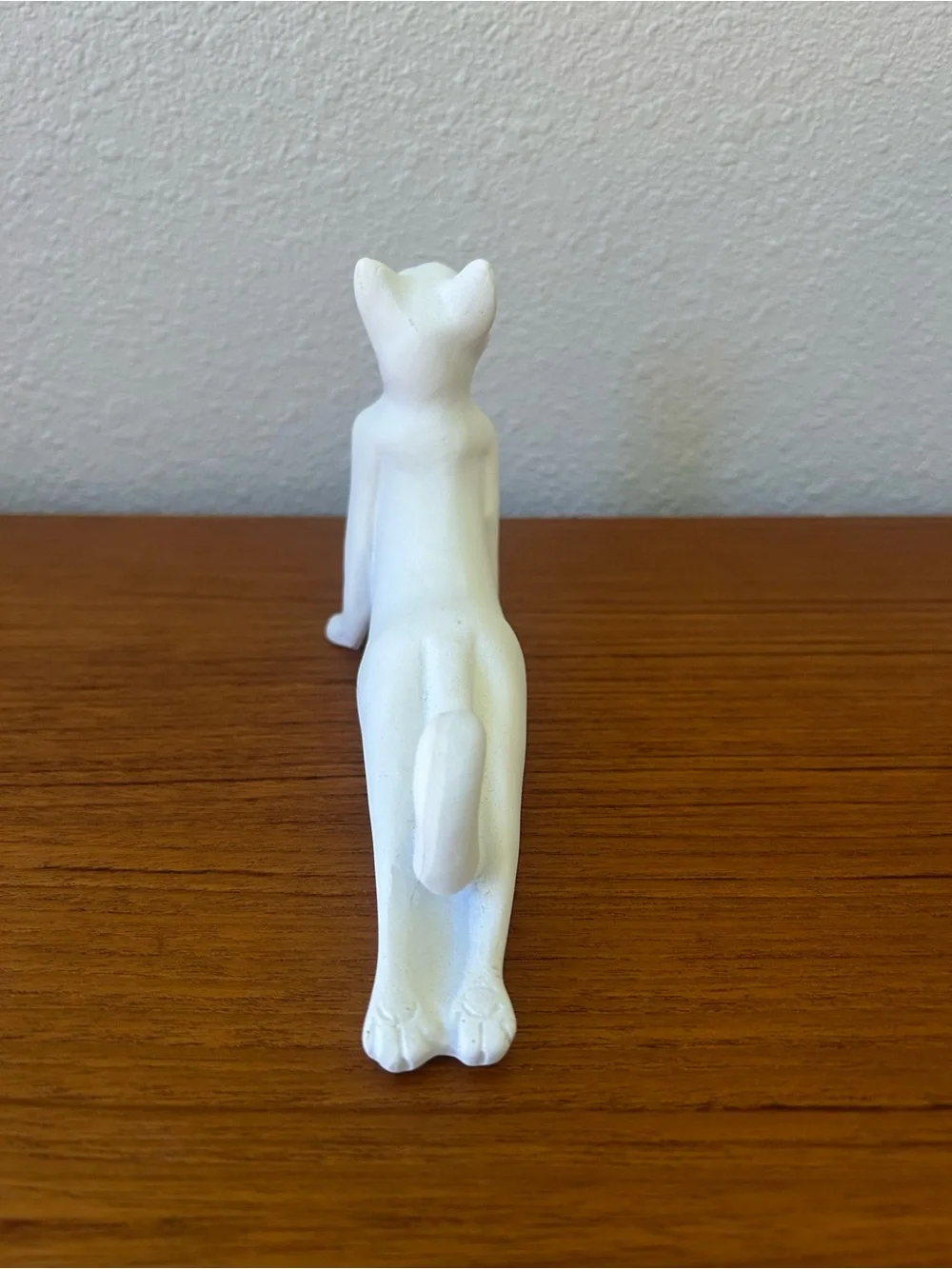 Upward-Facing Dog Zen Yoga Kitty White Ceramic Figurine with Gold Ears